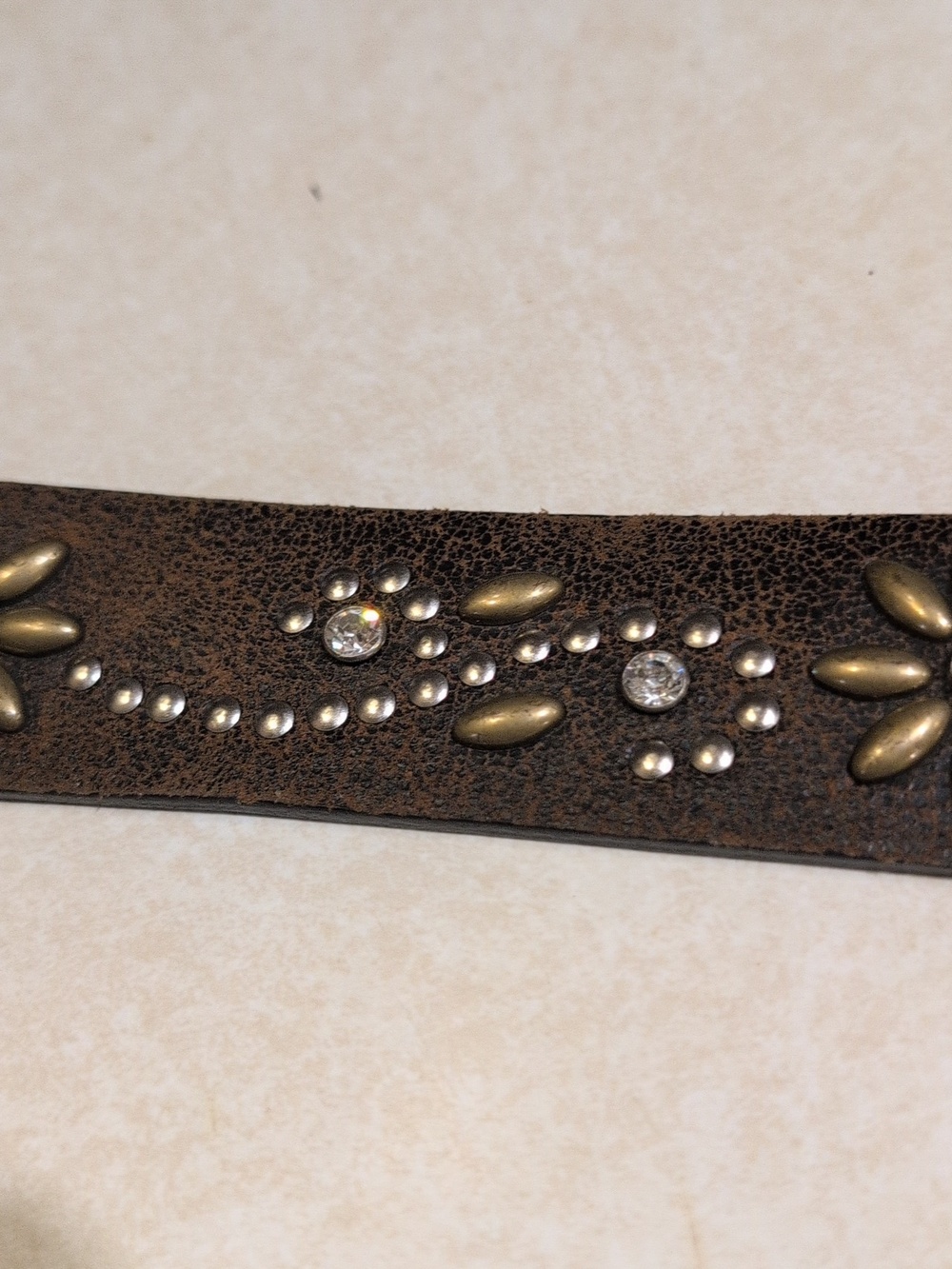 Nocona Studded Brown Leather Western Belt with Ornate Buckle Small - Picture 4 of 13